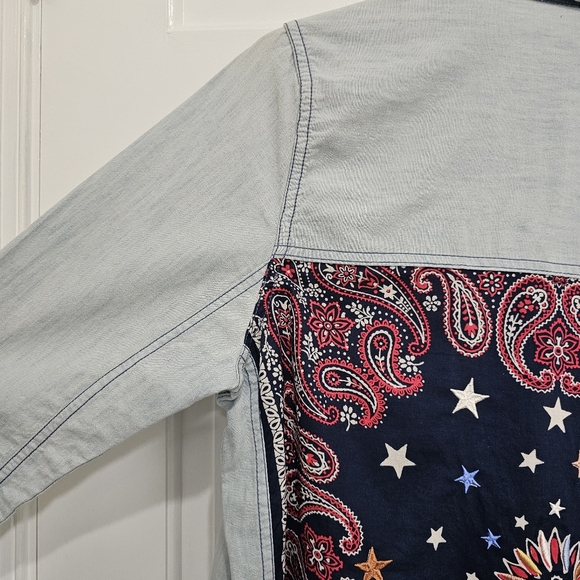 Free People Bandana Bandit Printed & Embroidered Button Down Size S - Picture 12 of 16